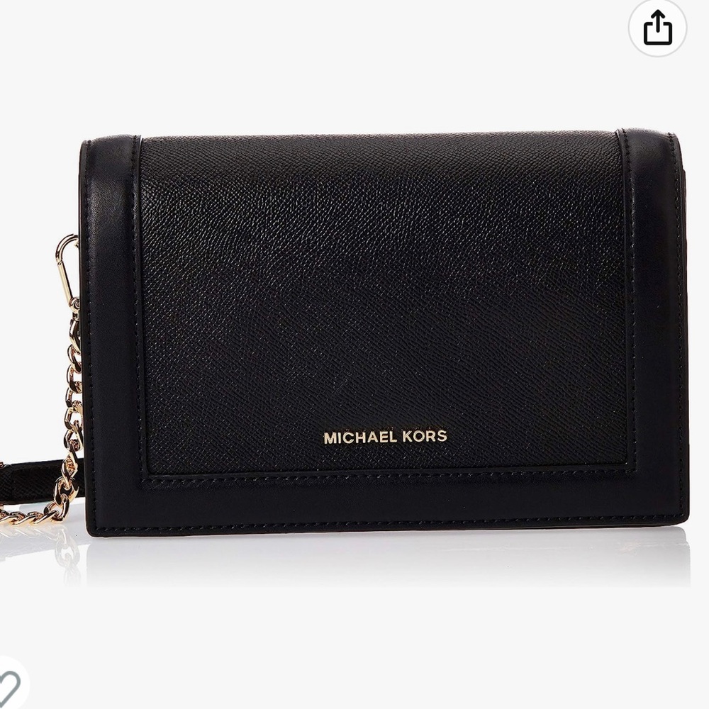 Michael Kors Jet Set Large Full Flap Chain Crossbody Black leather